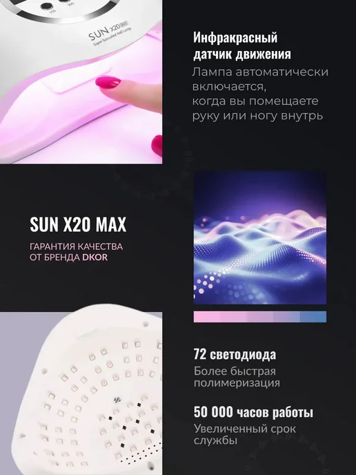 Лампа для маникюра и педикюра профессиональная Sun x20 Max, вариант, фото 7