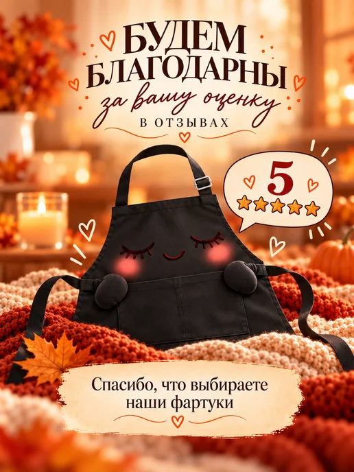 Фартук кухонный с приколом Осень, черный, фото 4