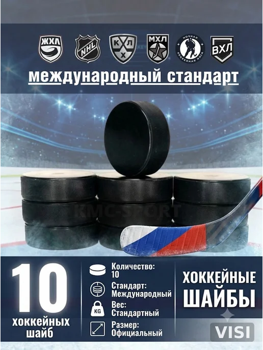 Шайба хоккейная, 10 шт, 10 шт