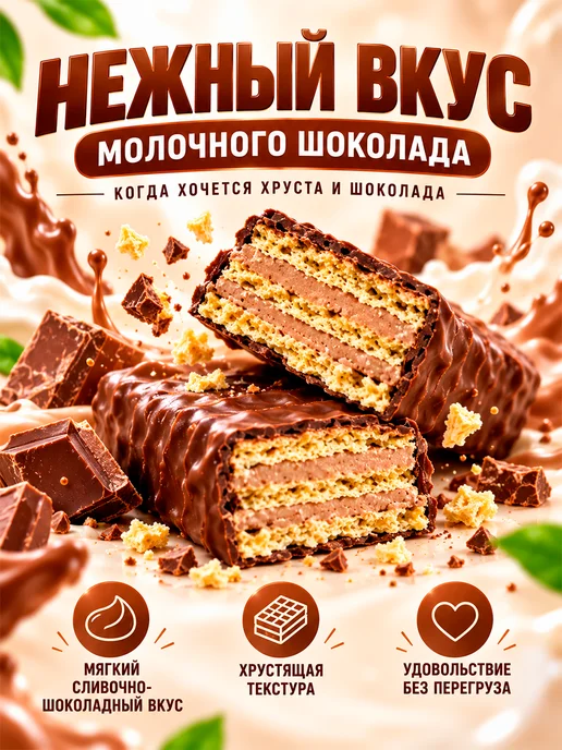 Победа Вкуса Шоколадный батончик без сахара с вафлей CHARGED, 3шт по 45гр, 5 шт, 45 г, фото 2