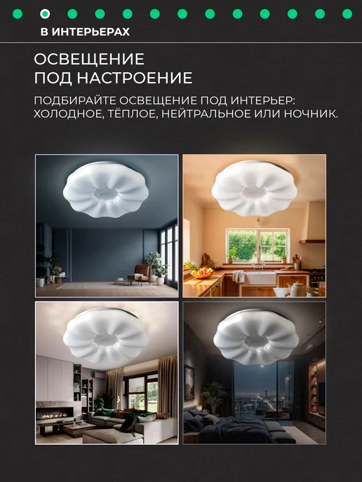 CBETЛO Люстра потолочная для гостиной, спальни, кухни, белый, фото 7