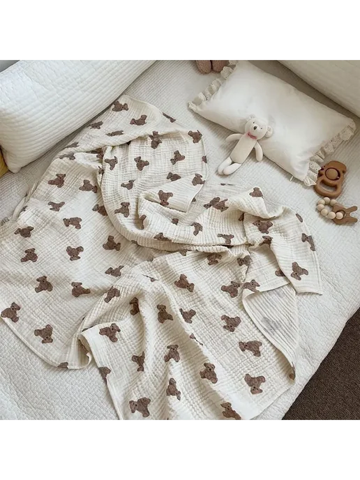 Плотное трикотажное одеяло с плюшевым мишкой, вариант, фото 2