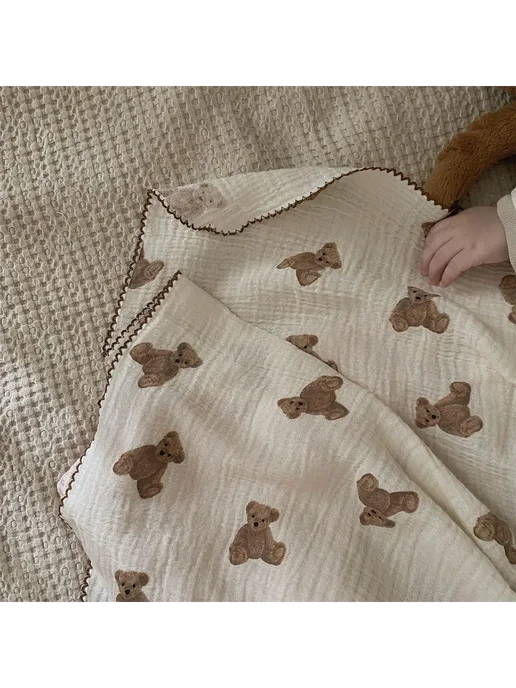 Плотное трикотажное одеяло с плюшевым мишкой, вариант, фото 5