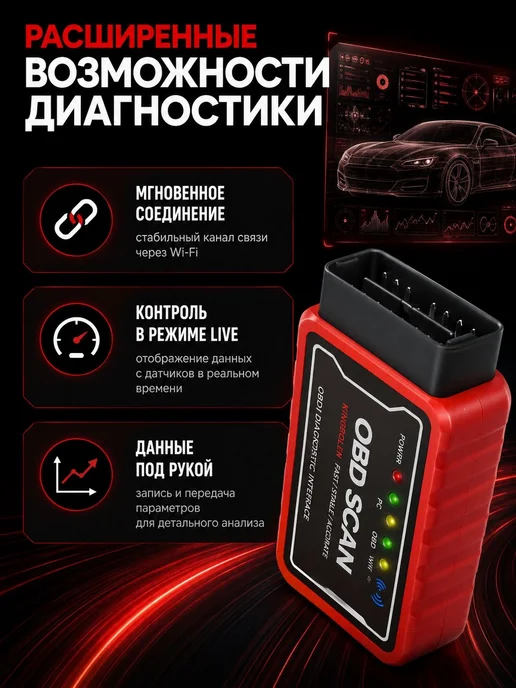 Автосканер ELM327 v1.5 / OBD2 адаптер для диагностики авто / сканер Bluetooth 5.1 для Android, Windows, IOS, Диагностический Сканер OBD2 Сканер, фото 7