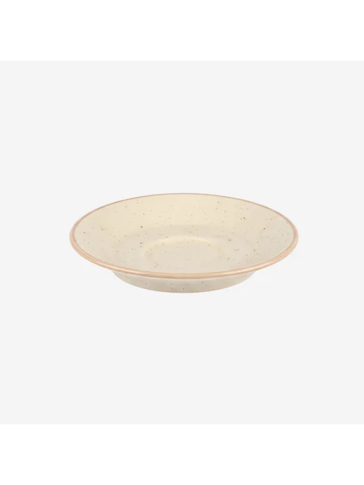 Tikhoretsky Porcelain Блюдце фарфоровое 15,7 см Беж в крапинку с отводкой Какао, бежевый, фото 2