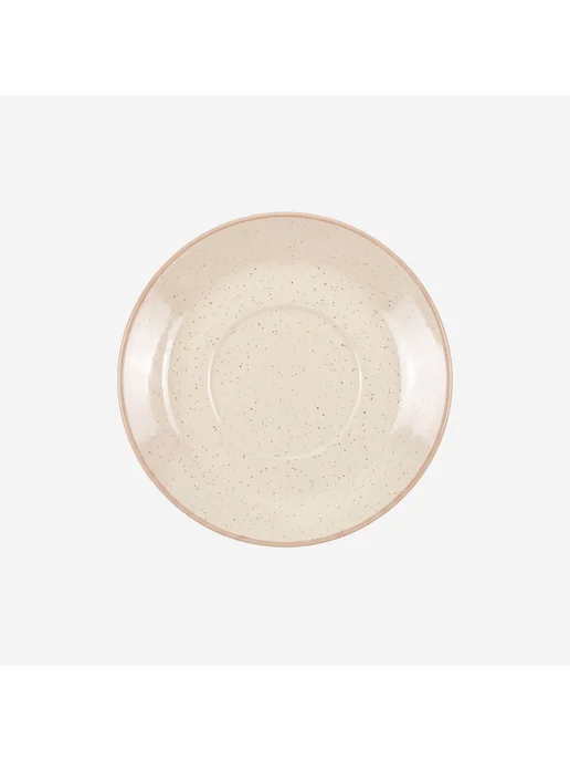 Tikhoretsky Porcelain Блюдце фарфоровое 15,7 см Беж в крапинку с отводкой Какао, бежевый, фото 3