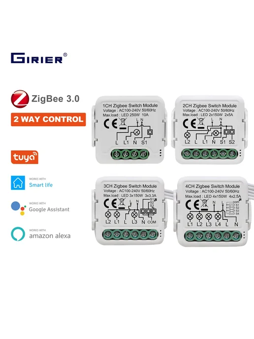 GIRIER Tuya ZigBee 3.0 Модуль коммутатора 10A JR-ZDS03, вариант, фото 2