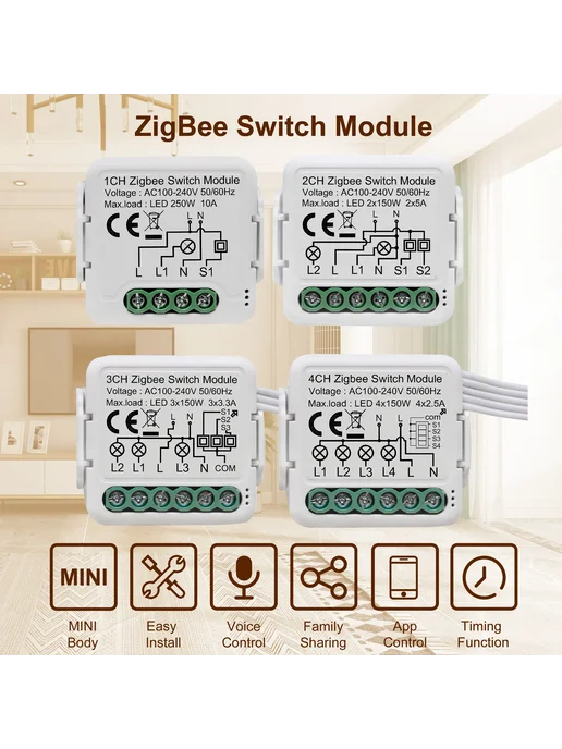 GIRIER Tuya ZigBee 3.0 Модуль коммутатора 10A JR-ZDS03, вариант, фото 3