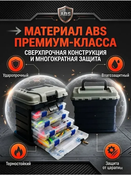 Рыболовный ящик-органайзер на 5 уровней, для хранения, вариант, фото 4