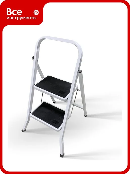 Стальная стремянка LadderBel 2 ступени с антискользящим, серый