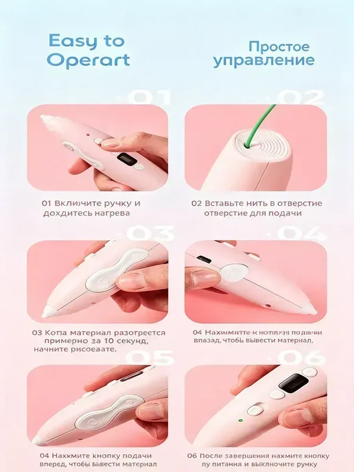 3D ручка для рисования Cinnamoroll голубая набор, голубой, фото 2