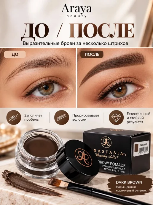 Помада для бровей Dark Brown для макияжа, коричневый, фото 3