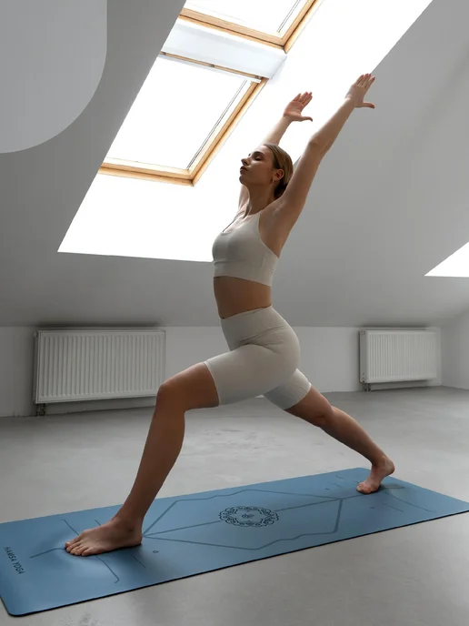 Hamsa Yoga, Коврик для йоги, фитнеса, гимнастики и спорта см, голубой, фото 8