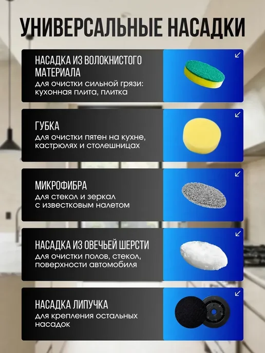 Электрощетка для уборки с насадками, белый, фото 7