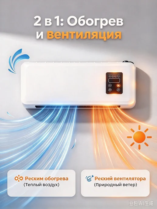 Настенный обогреватель 800Вт для ванной с пультом, 800 Вт, фото 2