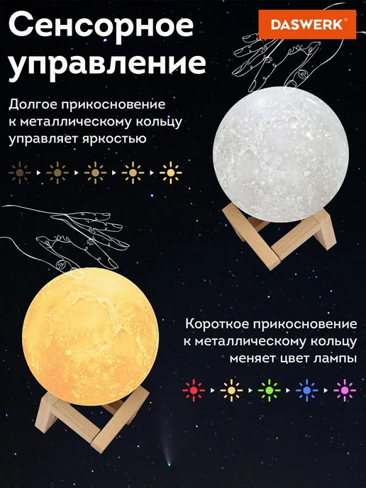 Ночник Луна 3D светильник светодиодный детский для детей д, белый, фото 3