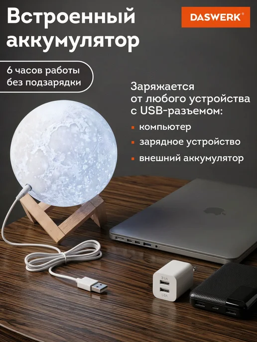 Ночник Луна 3D светильник светодиодный детский для детей д, белый, фото 6
