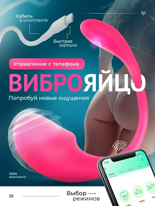 Мощный вибратор яйцо с 10 режимами для женщин, розовый