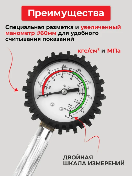 ИЗМЕРИТ Компрессометр бензиновый 110мм + кейс в подарок!, вариант, фото 3