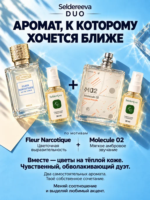 Seldereeva Набор духов Fleur Narcotique Molecule 02, 60 мл 2×30 мл, 2x30, 60 мл, фото 4