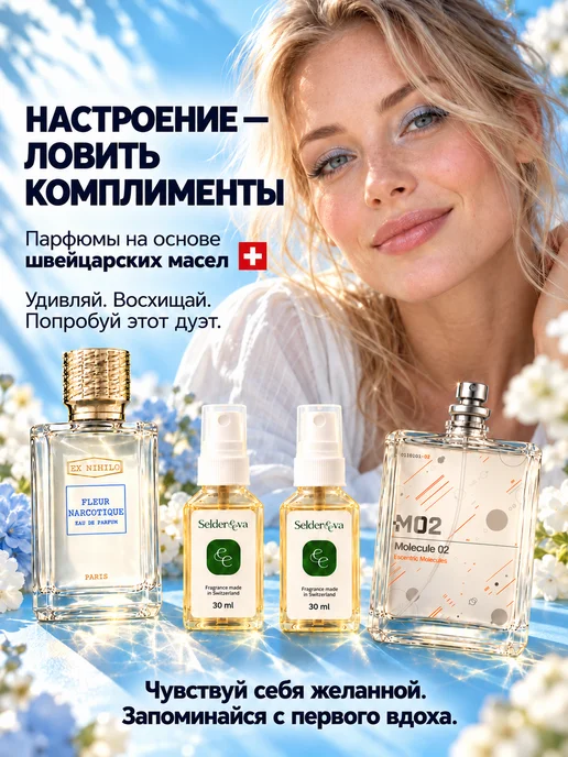 Seldereeva Набор духов Fleur Narcotique Molecule 02, 60 мл 2×30 мл, 2x30, 60 мл, фото 6
