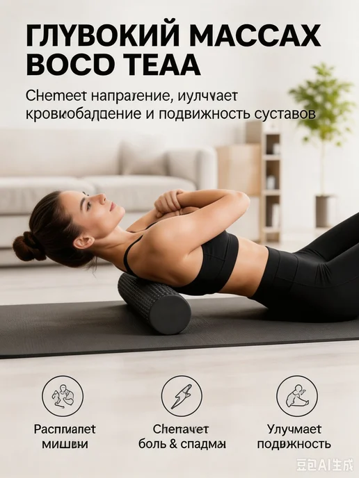 Массажный ролик для спины средней жесткости 60х9 см, ва, 60x9 см, фото 2