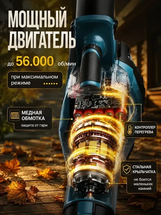 Воздуходувка аккумуляторная мощная садовая для листвы, вариант, фото 2