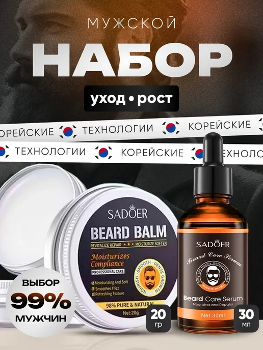 Набор для ухода за бородой, воск + масло для роста бороды, вариант