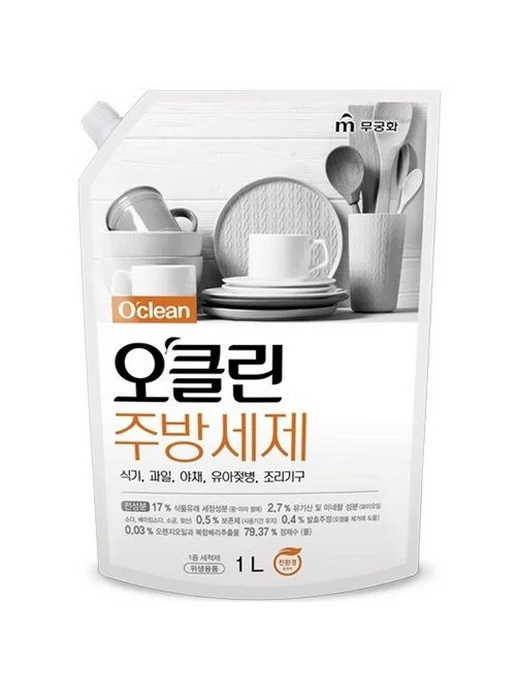 O'Clean Жидкость для мытья посуды мягкая упаковка, 1 л, 1 л