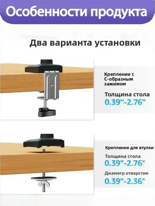 North Bayou NB Кронштейн для монитора поворотный для экрана пк, белый, фото 5