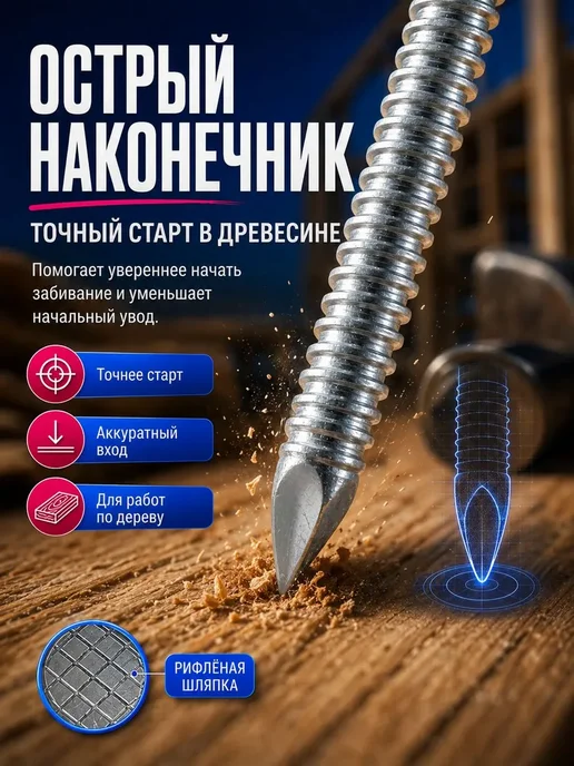 Гвозди ершеные 60мм 1кг строительные оцинкованные 2.5х60мм, 2.5x60 мм, 1 кг, фото 5