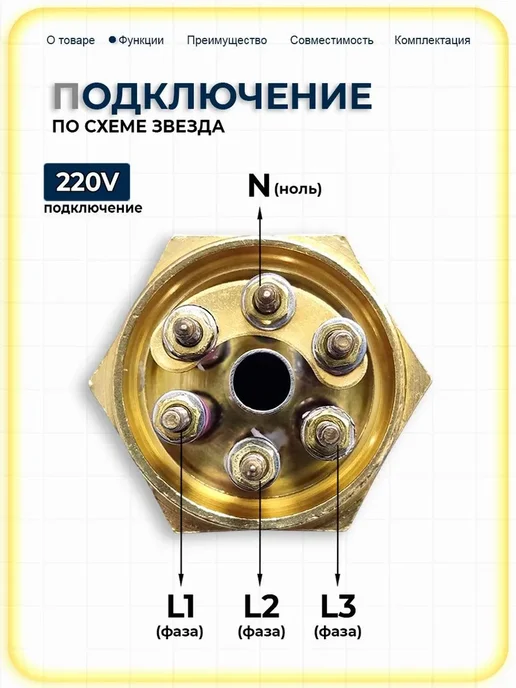 Блок ТЭН для котла ЭВАН 9,0 кВт - 220 380V, G2 (59мм), вариант, фото 2