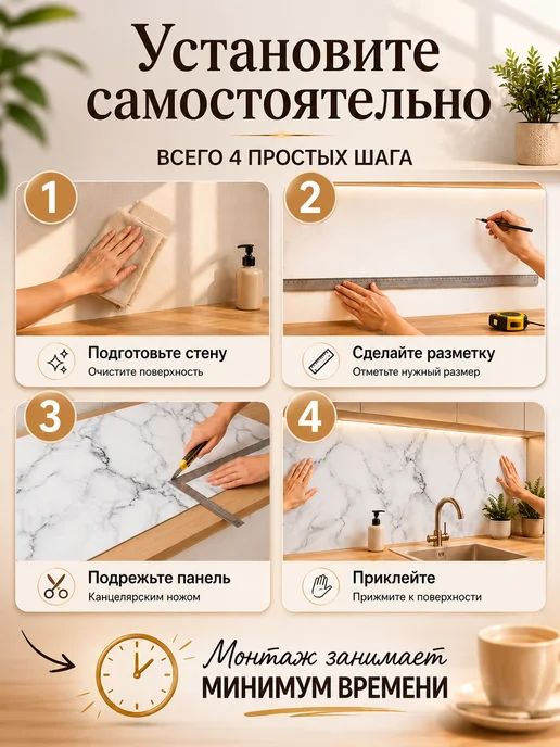 WallPlastPro Фартук для кухни ПВХ стеновая панель 3000х600 глянец, 3000x600, фото 3
