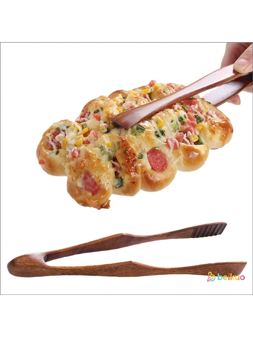 Кухонные щипцы кулинарные, длина 27 см, коричневый, фото 3