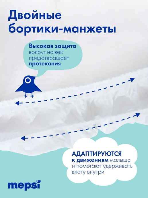 MEPSI Подгузники трусики 3 размер Comfort, M 611 кг, 72 шт, 611 кг, 72 шт, фото 7