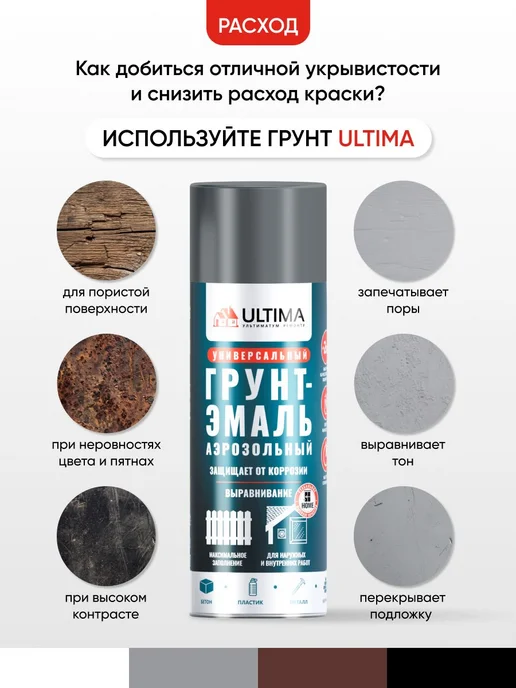 Аэрозольная краска в баллончике ULTIMA Желтая глянцевая, желтый, фото 8