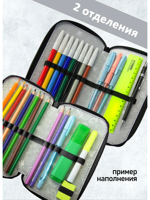 Оникс Пенал школьный 2 отделения, вариант, фото 4