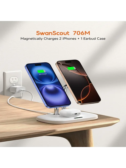SWANSCOUT 3-в-1 зарядная станция Black-UK Plug для iPhone Ai, вариант, фото 2