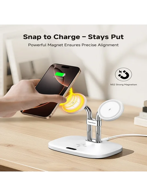 SWANSCOUT 3-в-1 зарядная станция Black-UK Plug для iPhone Ai, вариант, фото 3