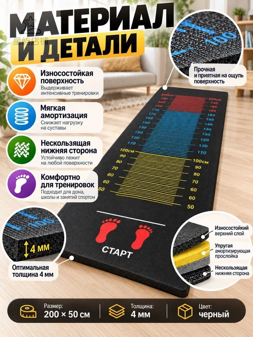 Коврик для прыжков в длину с места 20050 см, измерительный, вариант, фото 4