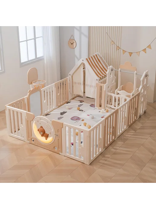 UNIX Kids Детский манеж DeLuxe House Camel 180х200 (PPLXSWH200WC), 180x200, фото 4