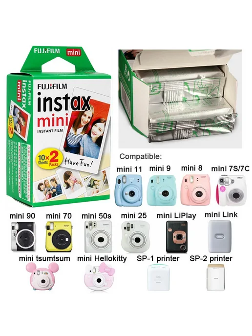 FUJIFILM Фотобумага Instax Mini 10 80 листов белая рамка 10, белый, фото 5