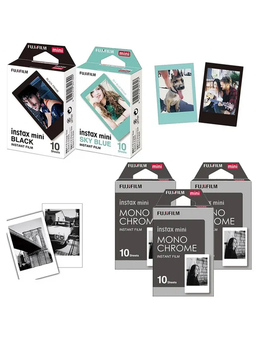 FUJIFILM Фотобумага Instax Mini 10 80 листов белая рамка 50, белый