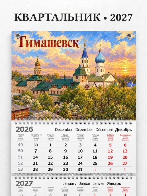 Календарь квартальный 2027 Тимашевск