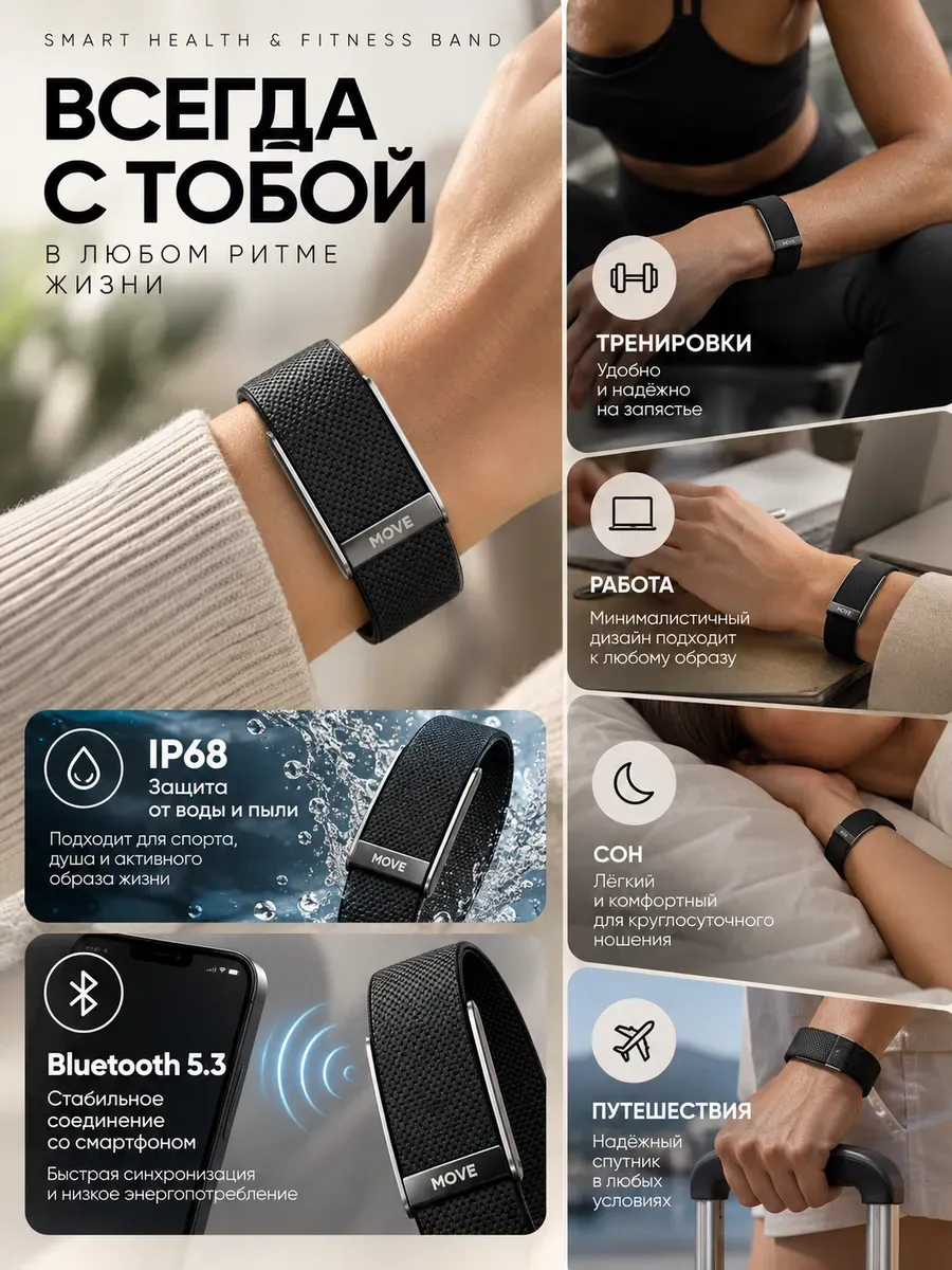 Фитнес браслет Smart Health & Fitness Band без экрана — фото 4