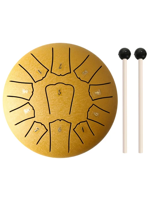 Стальной Tongue Drum 11 нот, 6 дюймов, зелёный (для рукодели, золотой, фото 3