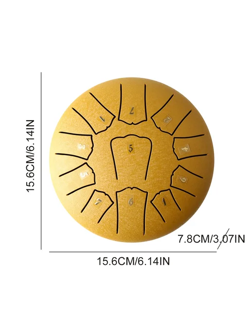 Стальной Tongue Drum 11 нот, 6 дюймов, зелёный (для рукодели, золотой, фото 5