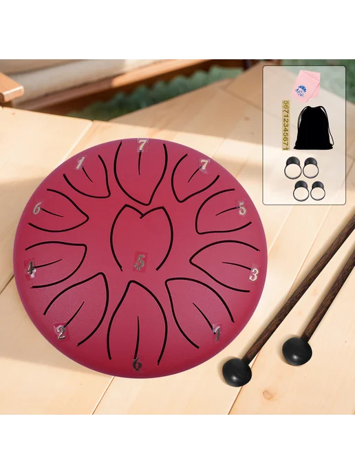 6 дюймов 11 нот Steel Tongue Drum Handpan для для {Brand} (К, красный