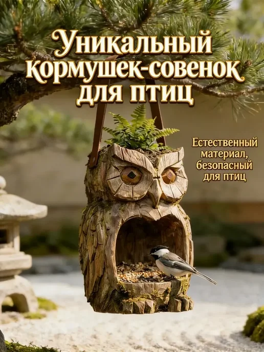 Янтарный подвесной кормушк для птиц в форме совы, Моrtостойч, фиолетовый