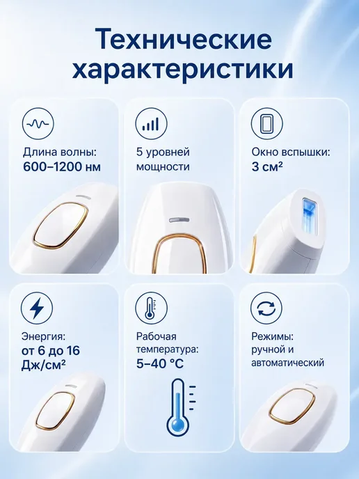 Фотоэпилятор лазерный профессиональный для удаления волос, белый, фото 4